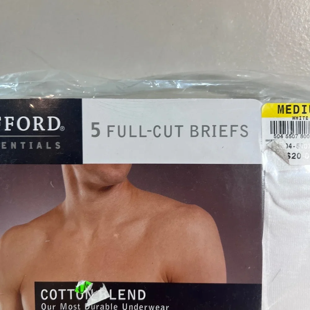 Stafford Essentials 5 Pack Full-Cut Briefs White Medium 32-34 Cotton Blend Vtg